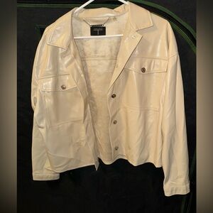 PLEATHER/LEATHER JACKET BEIGE